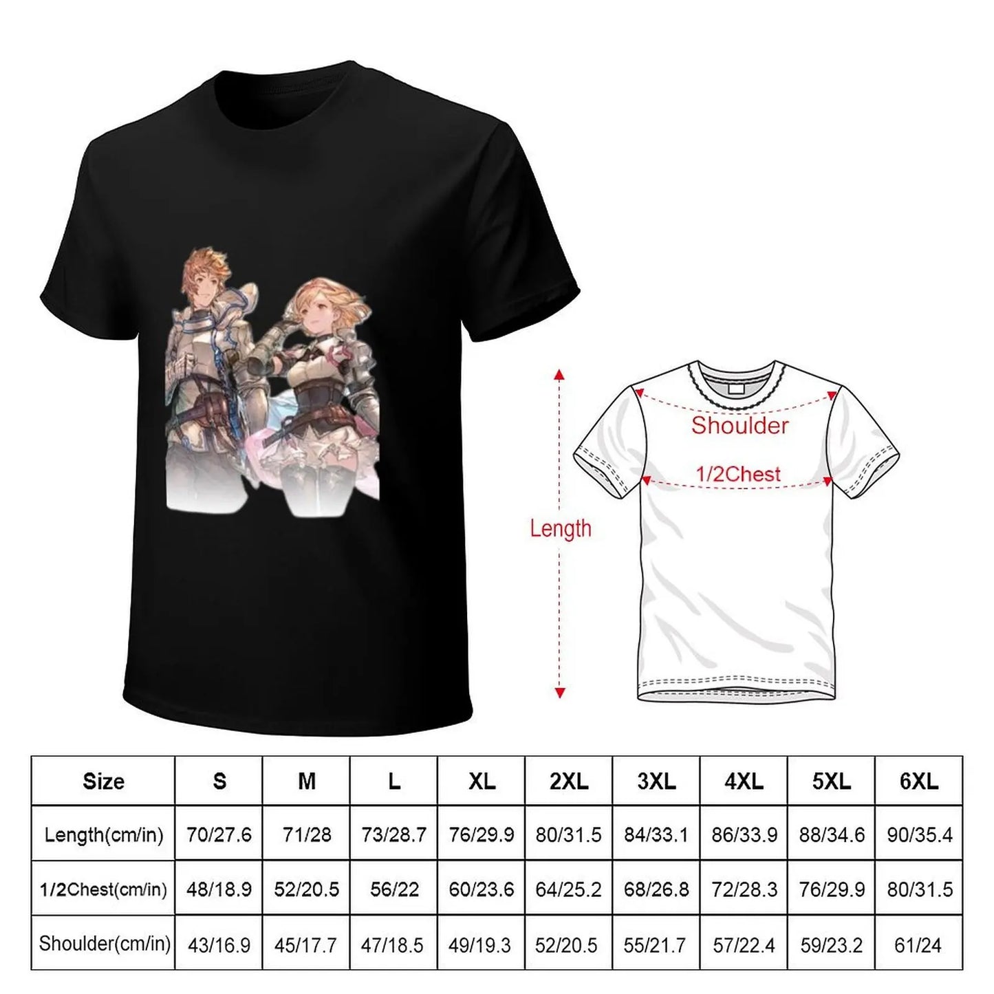 Granblue Fantasy Relink Gran and Djeeta Black T-Shirt